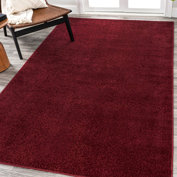 Haze Solid Low-pile Area Rug Dark Red
